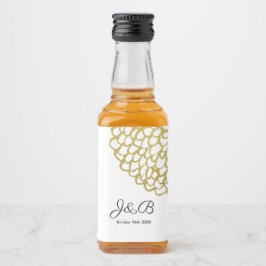 Goldene handgezeichnet Petal-Pattern-Hochzeit Alkoholflaschenetikett
