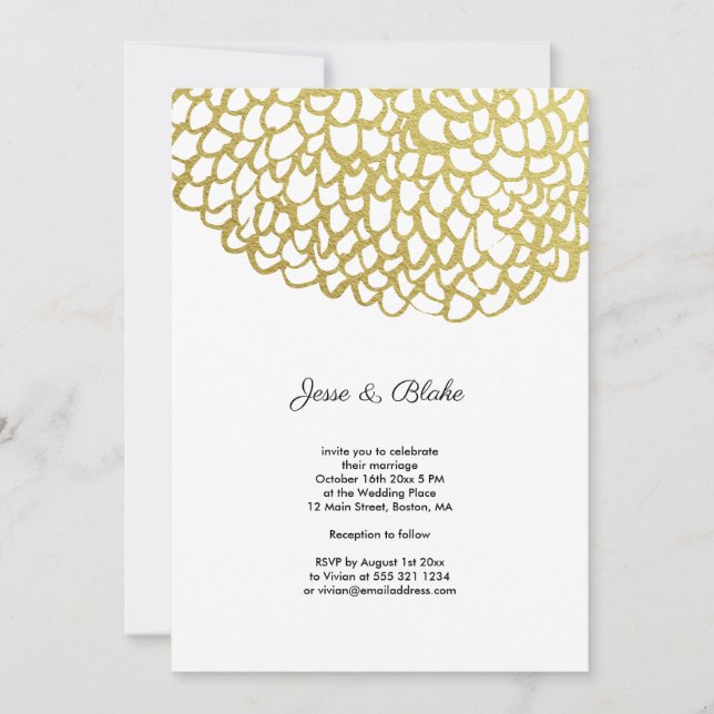 Goldene handgezeichnet Petal-Pattern-Hochzeit Einladung (Vorderseite)