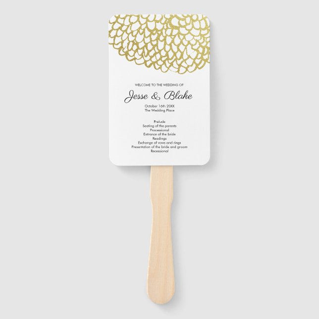 Goldene handgezeichnet Petal-Pattern-Hochzeit Fächer (Vorderseite)