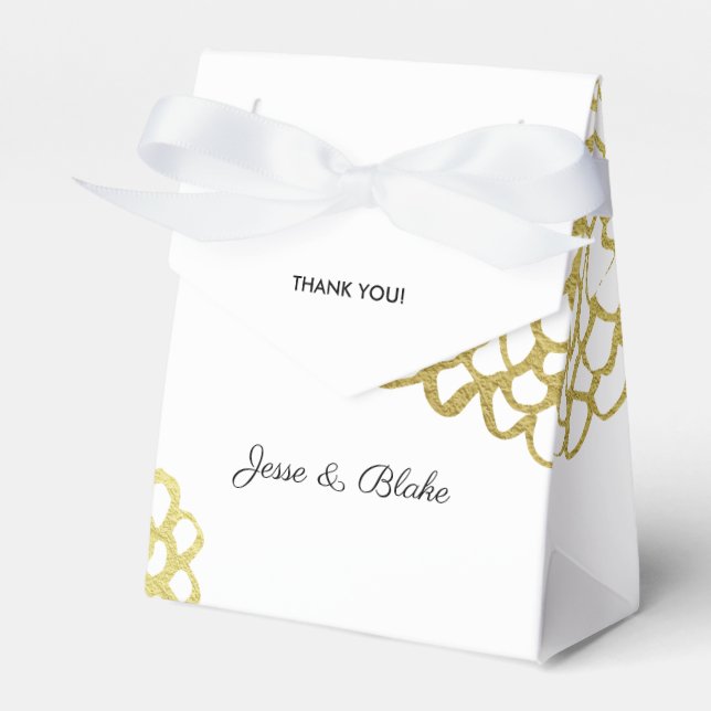 Goldene handgezeichnet Petal-Pattern-Hochzeit Geschenkschachtel (Vorderseite)