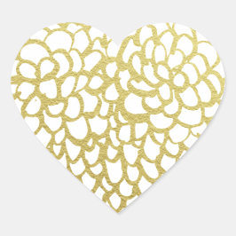 Goldene handgezeichnet Petal-Pattern-Hochzeit Herz-Aufkleber