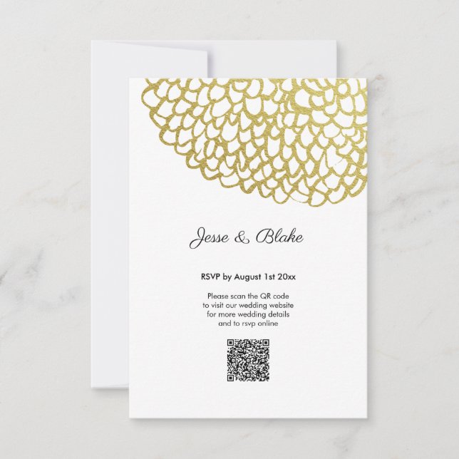 Goldene handgezeichnet Petal-Pattern-Hochzeit RSVP Karte (Vorderseite)