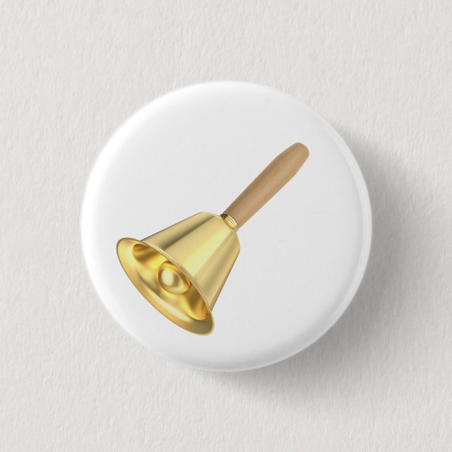 Goldene Handglocke mit Holzgriff Button (Vorderseite)