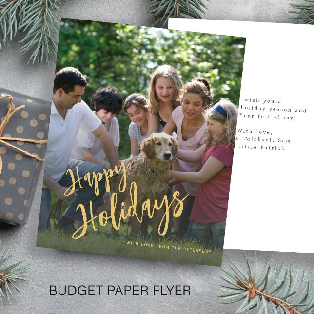Goldene Happy Holidays Foto Holiday Card Flyer (Von Creator hochgeladen)