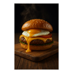Goldene Harmonie – Der perfekte Gourmet-Cheeseburg Poster