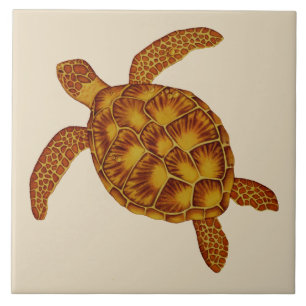 Goldene hawaiische Honu Fliese
