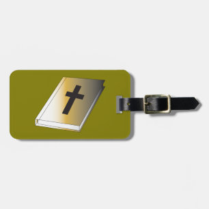 Goldene Heilige Bibel mit schwarzem Kreuz religiös Gepäckanhänger