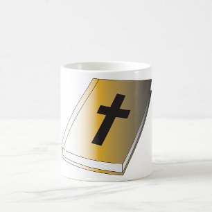 Goldene Heilige Bibel mit schwarzem Kreuz religiös Kaffeetasse