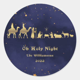 Goldene Heilige Nacht Individuelle Weihnachten Runder Aufkleber