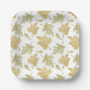 Goldene Herbst-Blätter im Wasserfarblook zum Thank Pappteller