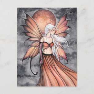 Goldene Herbst Fee Fantasie Kunst Postkarte