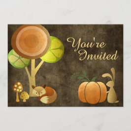 Goldene Herbst-Waldtiere Einladung zum Geburtstag