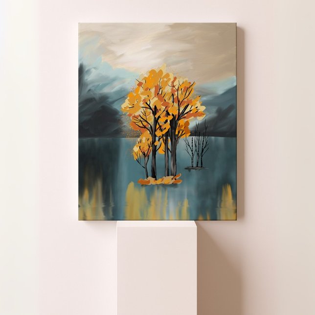 Goldene Herbstbäume auf der Leinwand Blue Lake (Von Creator hochgeladen)
