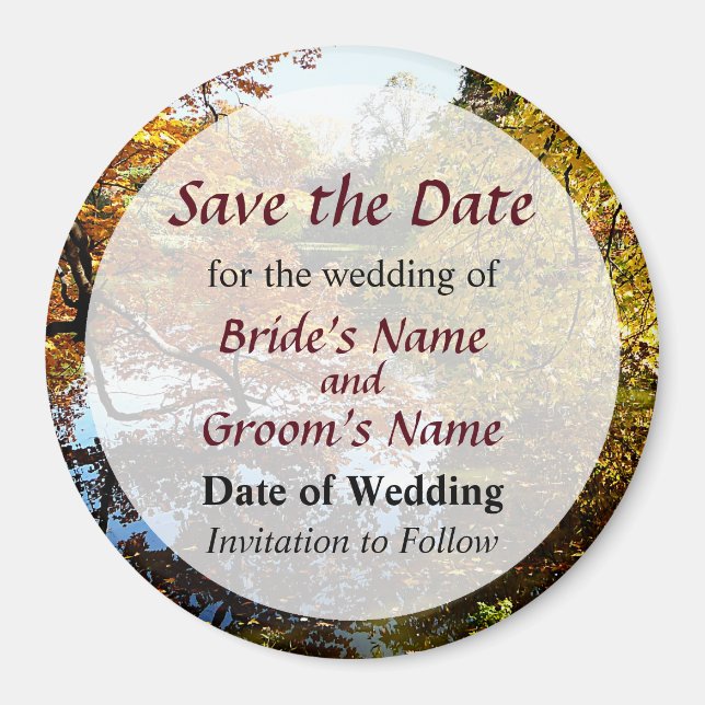 Goldene Herbstbäume Save the Date Magnet (Vorne)