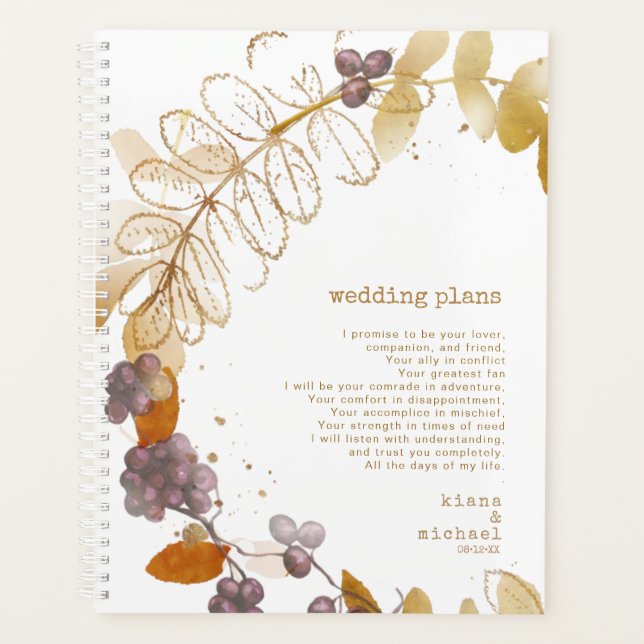 Goldene Herbstberries Hochzeitspläne ID655 Planer (Vorderseite)