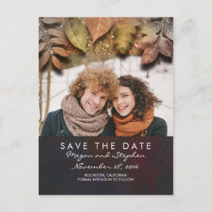 Goldene Herbstblätter Foto Save-the-Date Ankündigungspostkarte