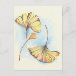 Goldene Herbstginkgo-Blätter Postkarte