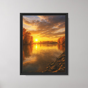 Goldene Herbstinsel Sonnenuntergang Landschaft Leinwanddruck