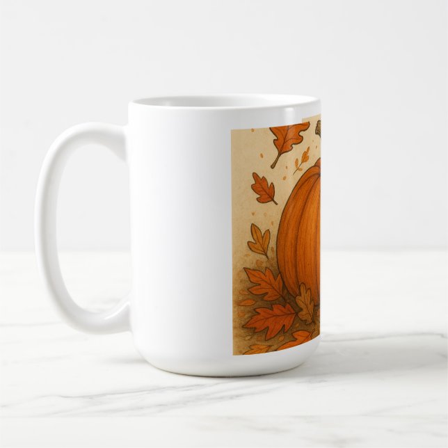 Goldene Herbstpumpen und fallende Blätter Kaffeetasse (Links)