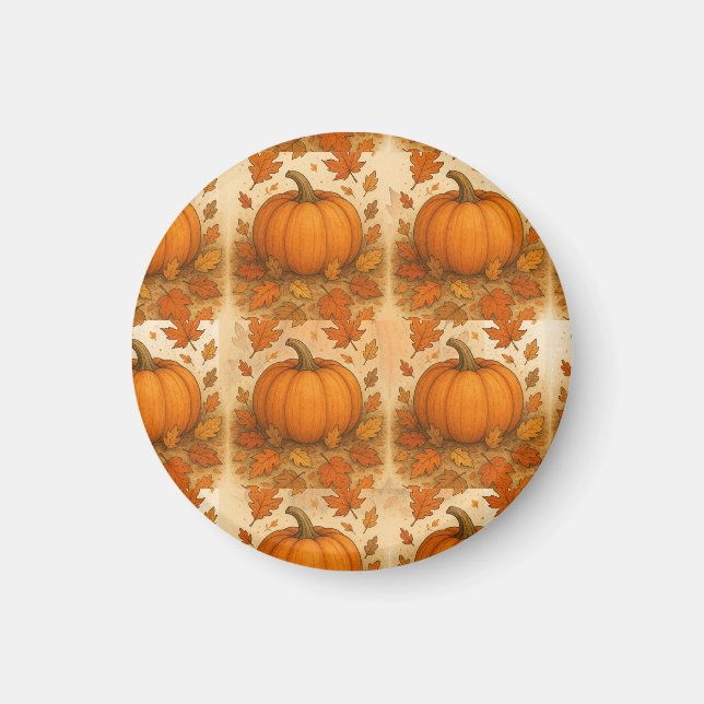 Goldene Herbstpumpen und fallende Blätter Magnet (Vorne)