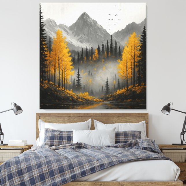 Goldene Herbstreflektionen Leinwanddruck (Insitu (Schlafzimmer))