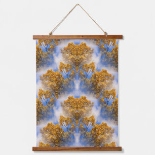 Goldene Herbsttage belässt Blue Sky Abstrakt Wandteppich Mit Holzrahmen