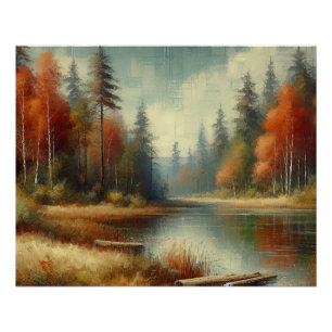 Goldene Herbstwaldreflexionen Poster