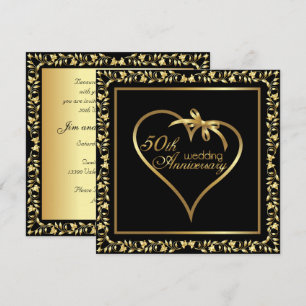 Goldene Herz 50. Hochzeitstag-Party Einladung