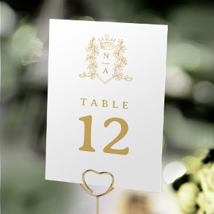 Goldene Herz-Kronen-Gästeliste Hochzeit  Tischnummer