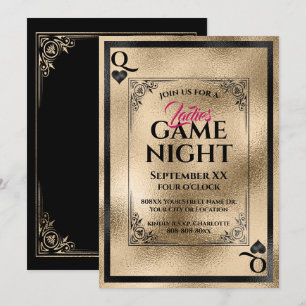 Goldene Herzdame Damen-Spielnacht Einladung