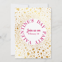 Goldene Herzen 2 Modernes Valentinisches Party Einladung