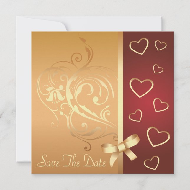 Goldene Herzen Ankündigung Datum freihalten (Vorderseite)