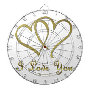 Goldene Herzen bei der Liebe Dartscheibe