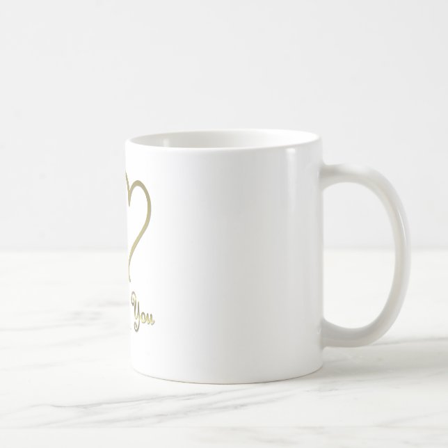 Goldene Herzen bei der Liebe Kaffeetasse (Rechts)