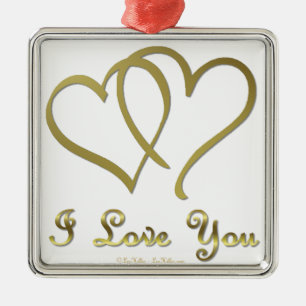 Goldene Herzen bei der Liebe Silbernes Ornament