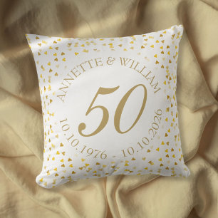 Goldene Herzen Confetti zum 50. Hochzeitstag Kissen