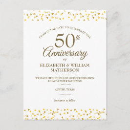 Goldene Herzen des 50. Jahrestags ändern das Datum Ankündigungspostkarte