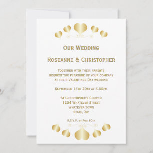 Goldene Herzen Design-Hochzeit Einladung