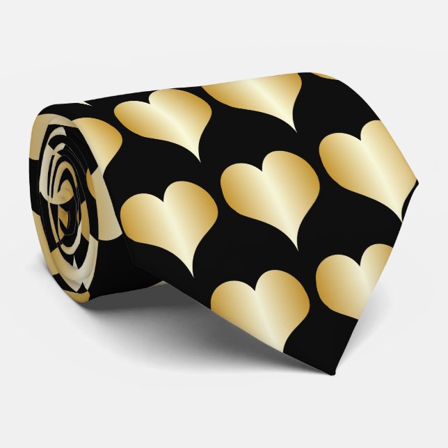 Goldene Herzen Design Krawatte (Gerollt)