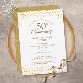 Goldene Herzen Erinnerungen zum 50. Hochzeitstag Einladung