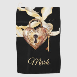 Goldene Herzen für Golfer am Valentinstag Golfhandtuch