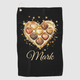 Goldene Herzen für Golfer an der Valentinstag-LIEB Golfhandtuch