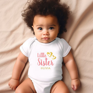 Goldene Herzen Kleine Schwester Name Monogramm Bab Baby Strampler