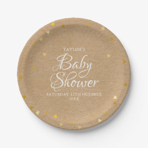 Goldene Herzen Konfetti Baby Shower / Streusel Rus Pappteller