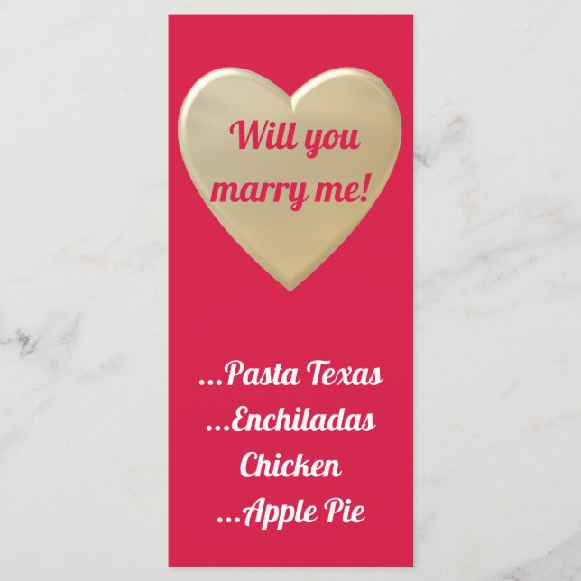 goldene Herzen Menükarte (Vorderseite)