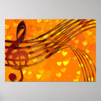 Goldene Herzen mit einem Metallic Treble Clef und