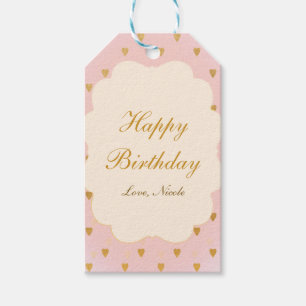 Goldene Herzen & Pink Chic Mädchen Geschenk Gesche Geschenkanhänger