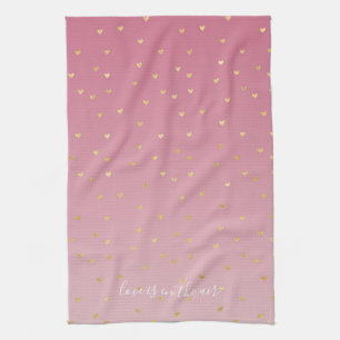 Goldene Herzen Rosa Ombre Liebe ist in der Luft Handtuch