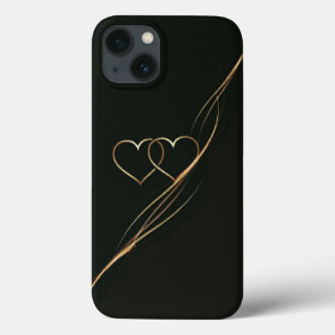 Goldene Herzen Schwarz Case-Mate iPhone Case