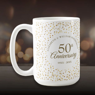 Goldene Herzen zum 50. Hochzeitstag Kaffeetasse